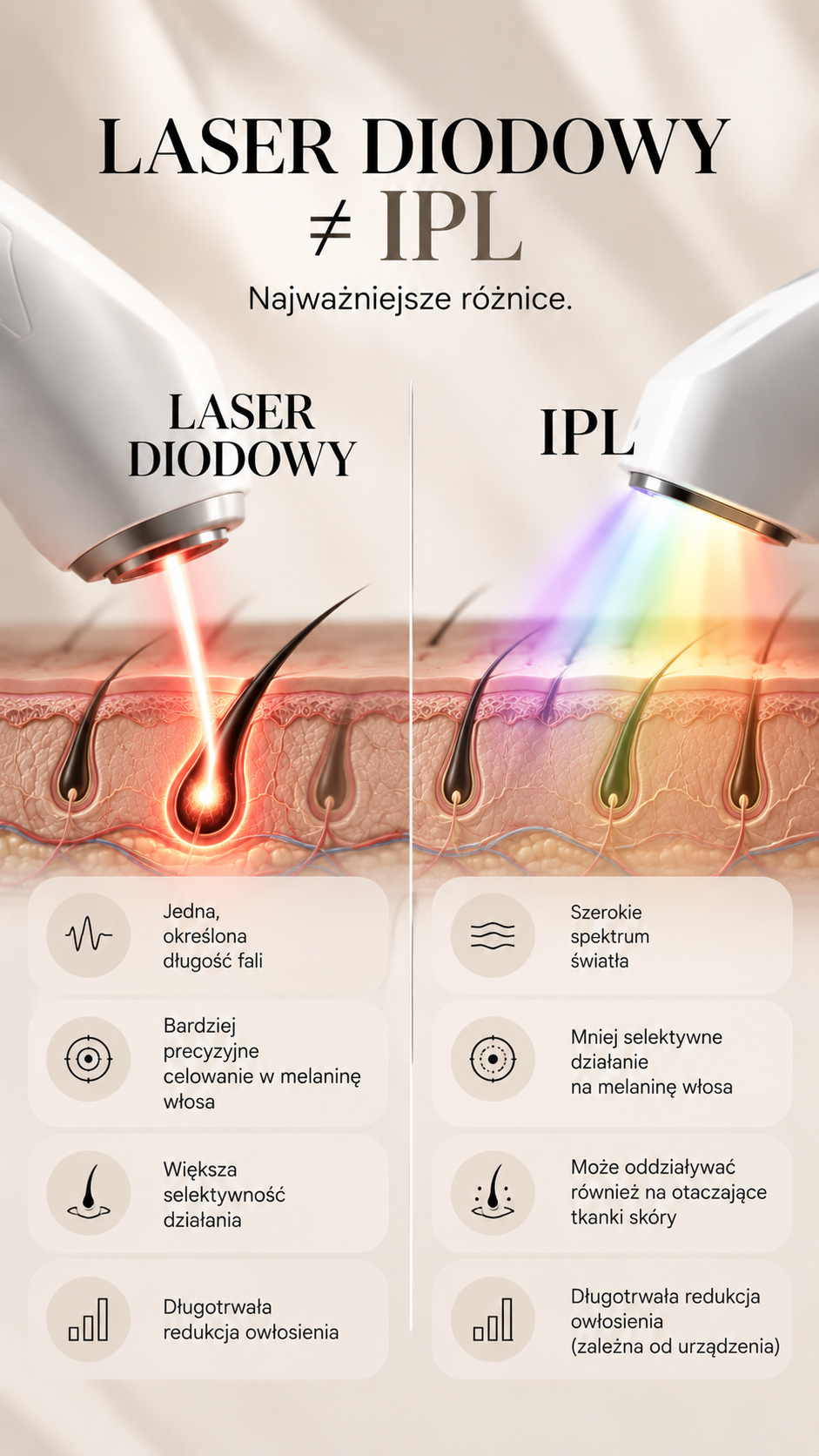 Zestawienie najważniejszych różnic między laserem diodowym a IPL